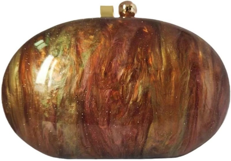 GSYPS Acrylic Evening Clutch Bag for Women Shell Shape Shoulder Crossbody Bag Glitter Marble Purse Handbag - Image 1